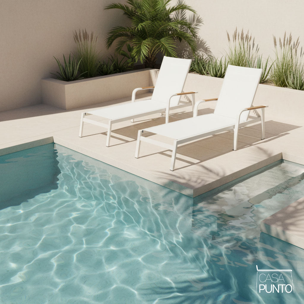 Camastro de exterior Serenity - Tumbona ajustable y extensible de malla Teslin