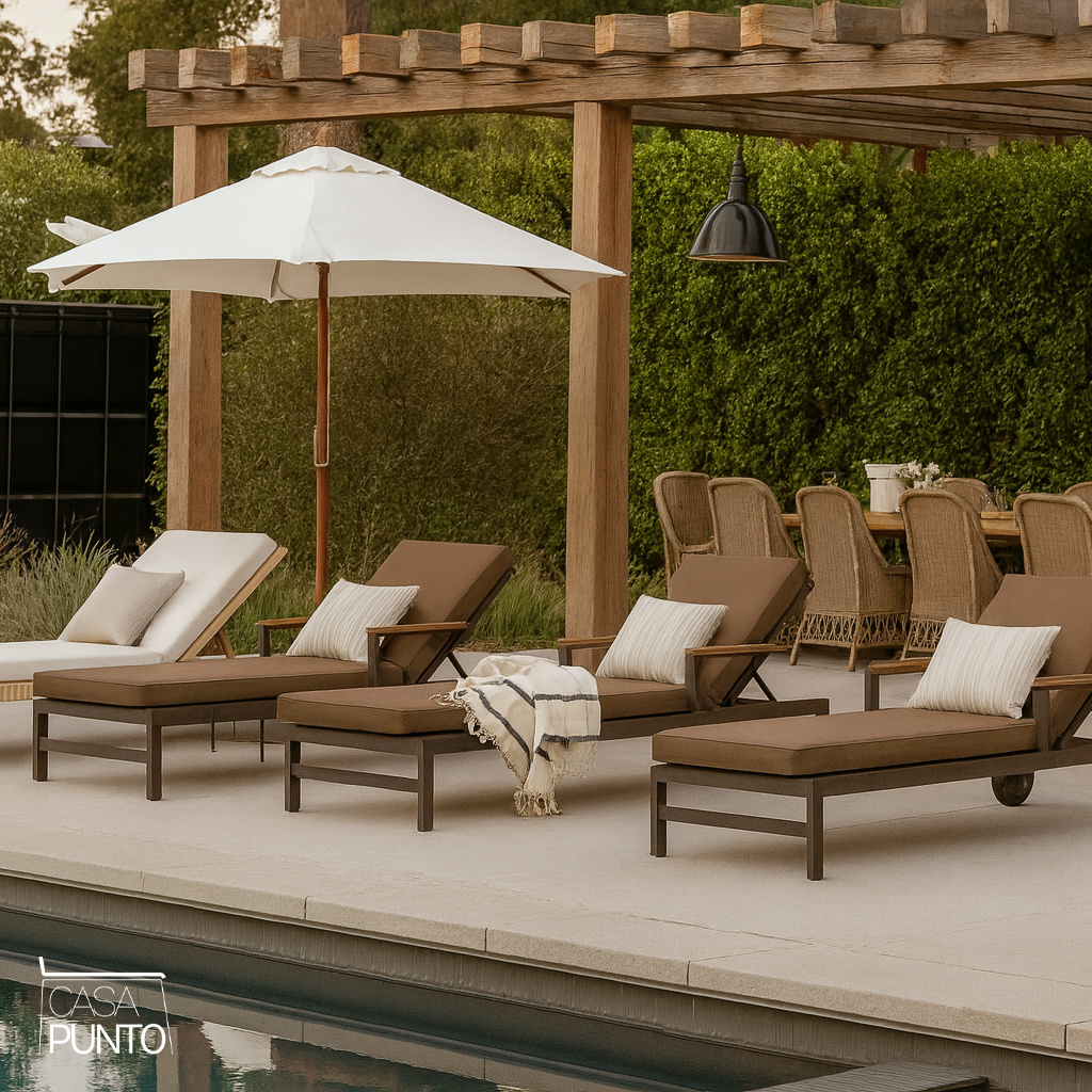 Camastro de playa Chloe para exteriores - Tumbona reclinable ajustable con ruedas