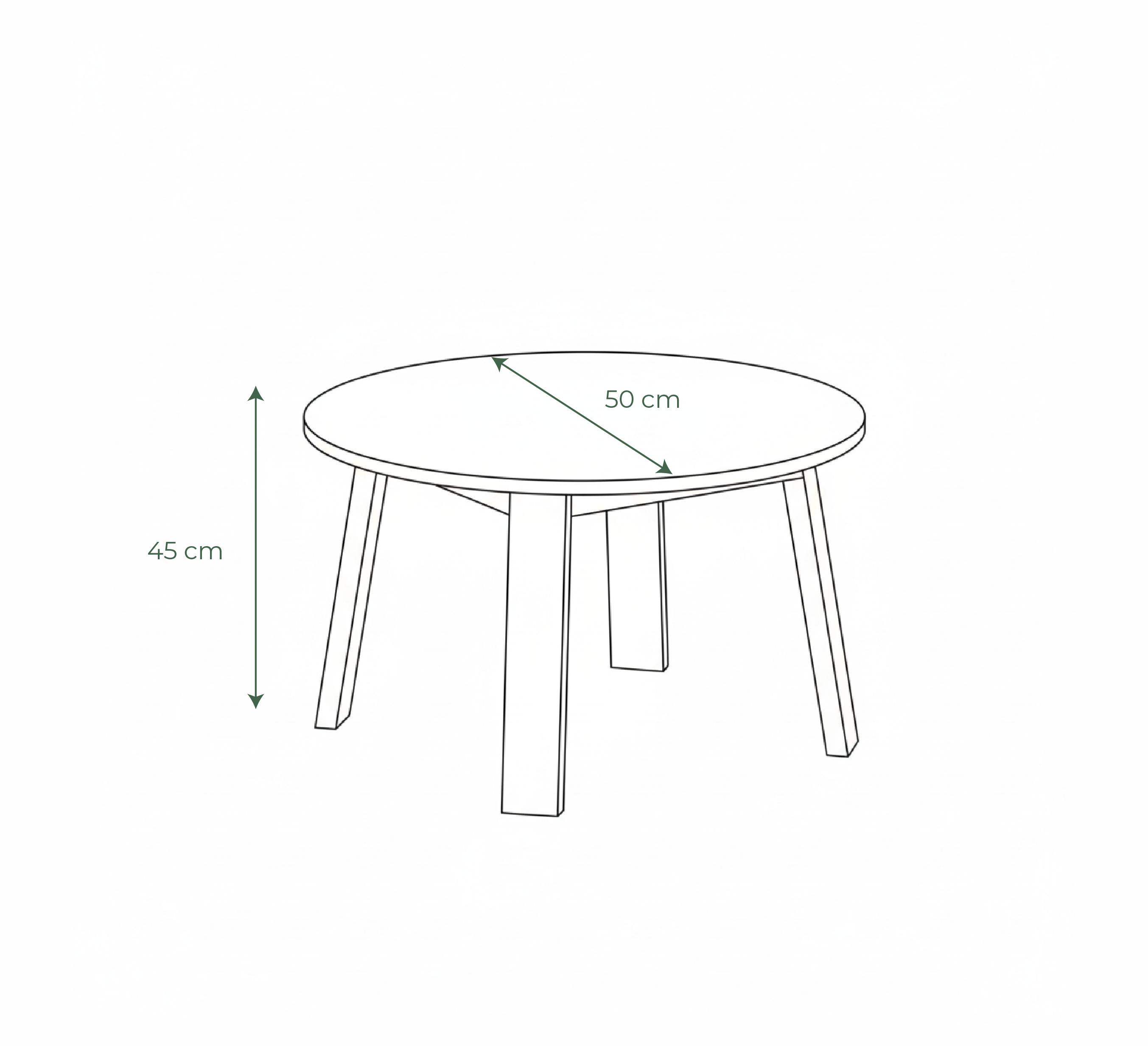 Mesa De Centro Redonda Silgi – Tablero Blanco, Patas De Madera Natural, 50 Cm