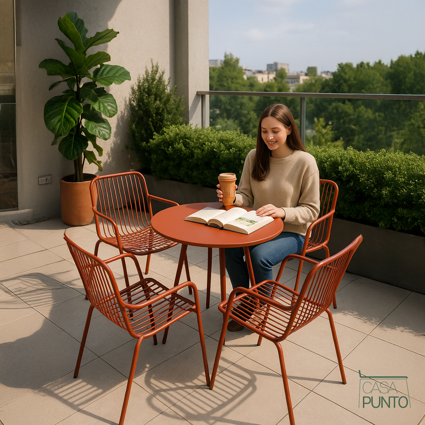 Conjunto de mesa y sillas de exterior Laury Bistro para balcón, jardín y cafetería.