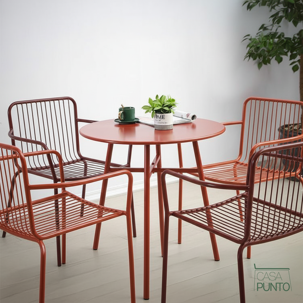 Conjunto de mesa y sillas de exterior Laury Bistro para balcón, jardín y cafetería.