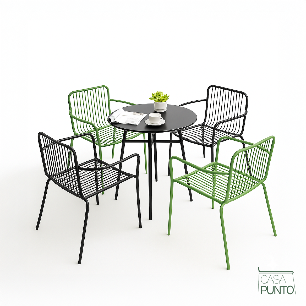 Conjunto de mesa y sillas de exterior Laury Bistro para balcón, jardín y cafetería.