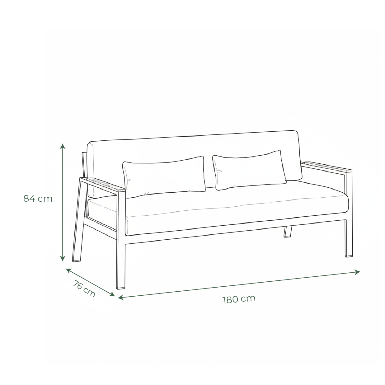 Sofá de exterior Arna de 3 plazas con cojines mullidos - Muebles de exterior modernos