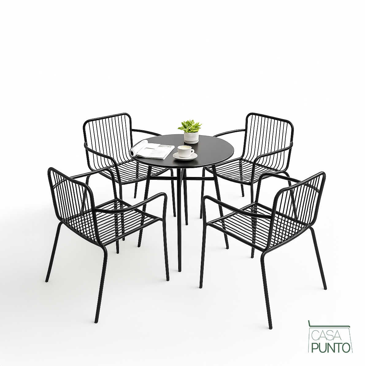 Conjunto de mesa y sillas de exterior Laury Bistro para balcón, jardín y cafetería.