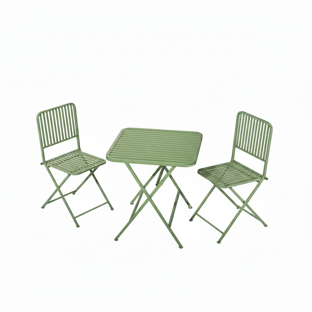 Juego De Bistró Plegable Eileen 3 Piezas – Mesa 60 Cm y 2 Sillas De Acero, 4 Colores