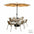 Conjunto completo de muebles de exterior Lawrence para patio con sombrilla: mesa, sillas y sombrilla de jardín para cafetería y balcón.