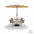 Conjunto de comedor de exterior Jackie con sombrilla - Muebles de patio profesionales