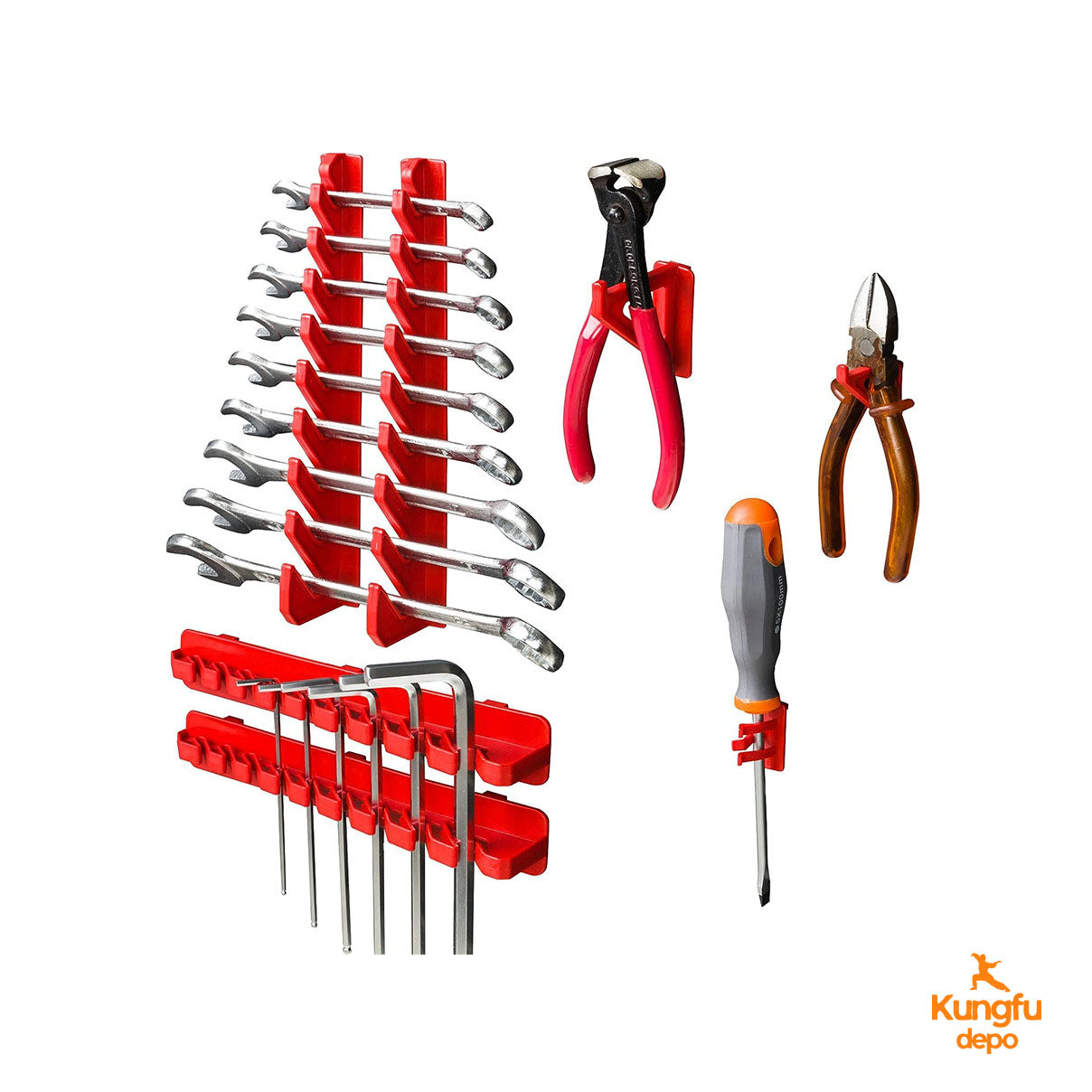 Juego de 49 piezas de organizador de herramientas para montaje en pared - Caja de almacenamiento multifuncional con tablero para colgar