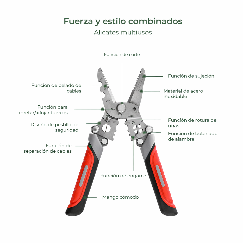 Pelacables plegable profesional Moi - Herramienta multifuncional para cortar y crimpar cables