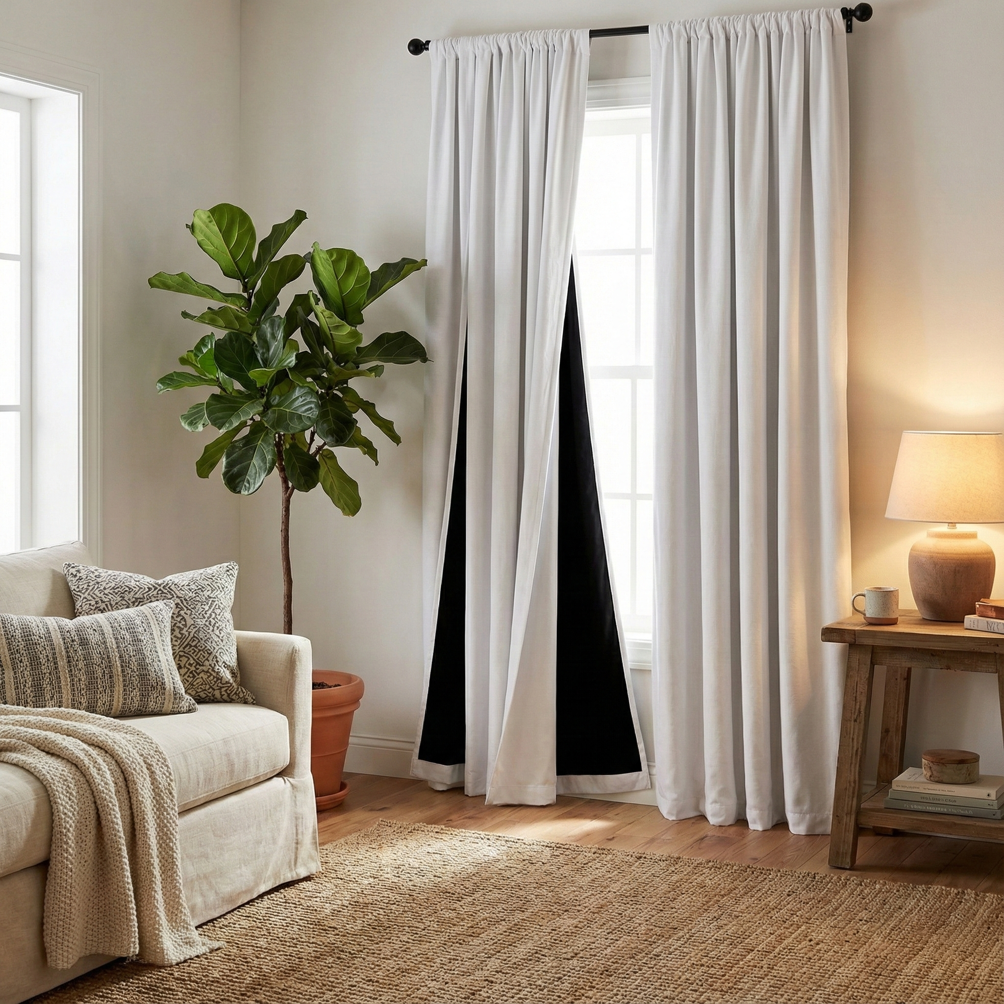 Blaki Sunny Cortina Blackout con Aislamiento Térmico y Ojillos, Color Blanco | CASA PUNTO