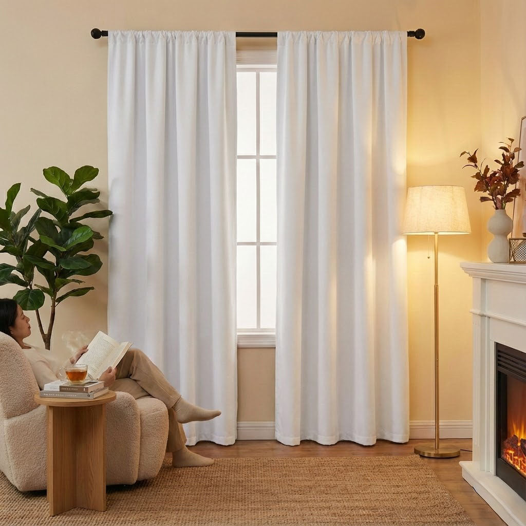 Blaki Sunny Cortina Blackout con Aislamiento Térmico y Ojillos, Color Blanco | CASA PUNTO