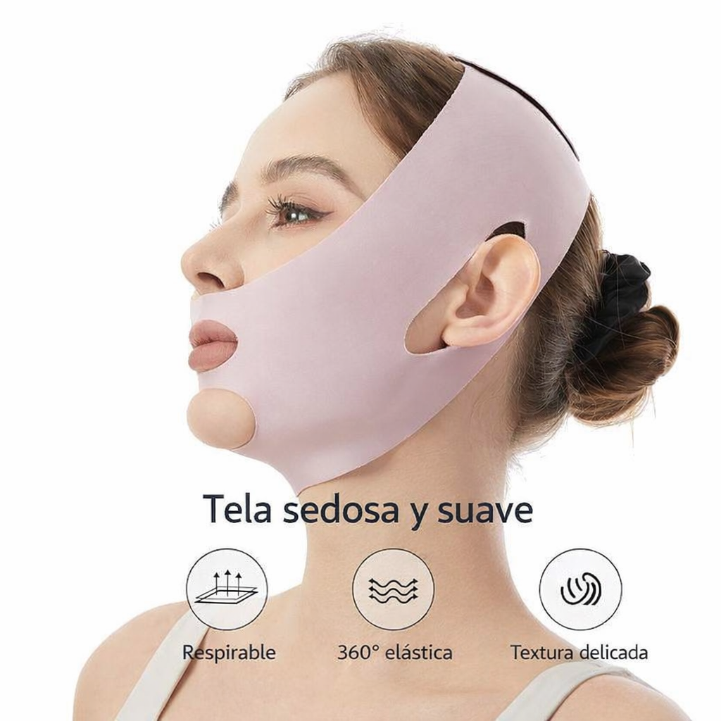 Ele Banda Reafirmante Facial V-Line – Compresión Mentón y Mejillas, Efecto Lifting, Día y Noche, Talla Única