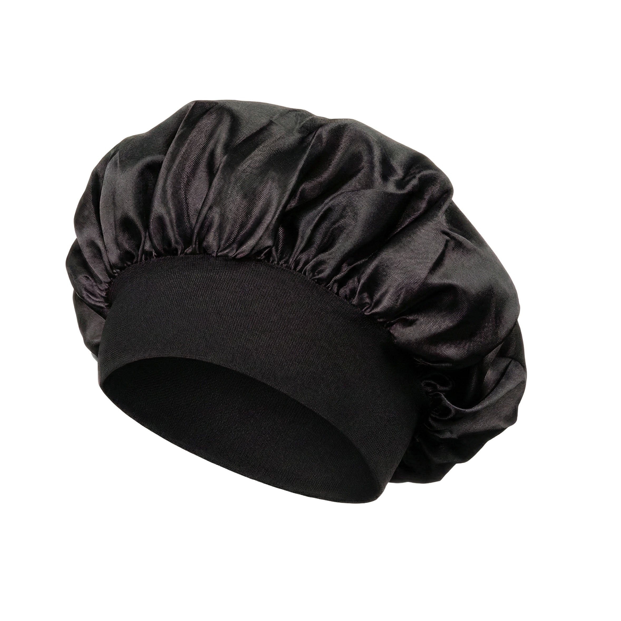 Gorro De Noche Andi D'Coco – Satén Negro, Banda Elástica Ancha, Talla Única
