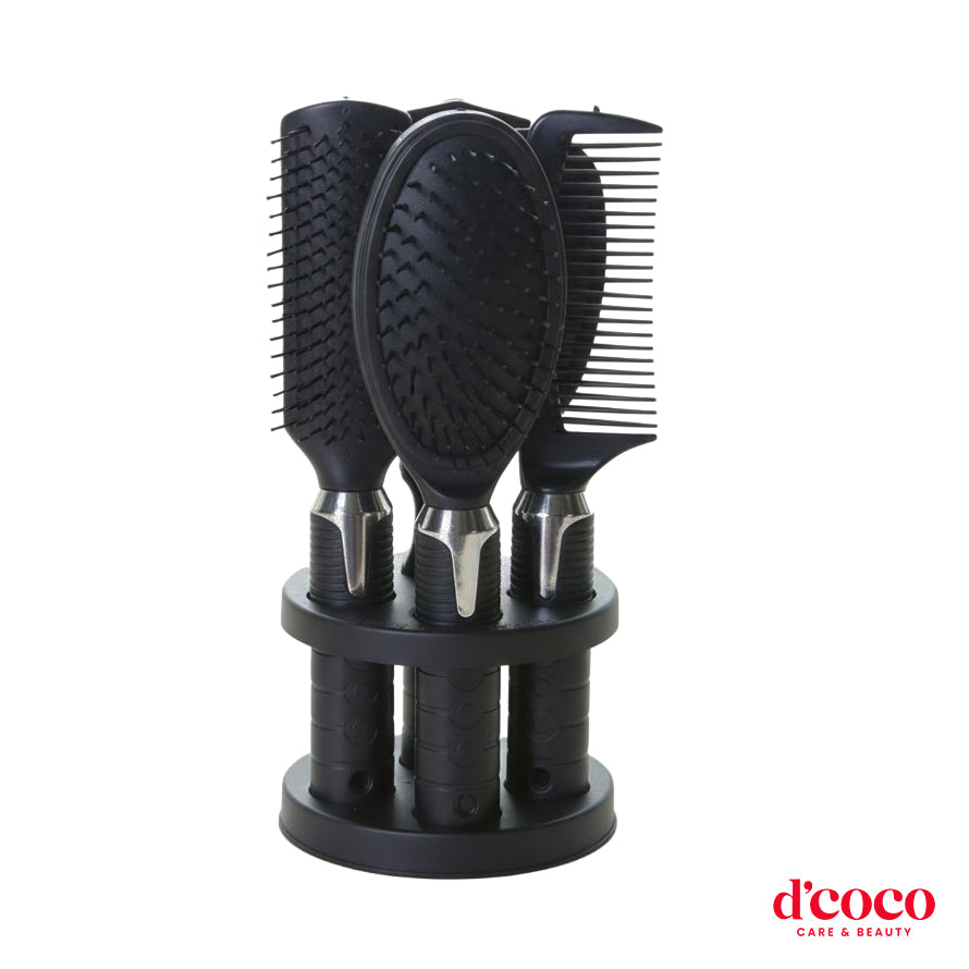 Set De Cepillos Para Cabello Rebe D'Coco 4 Piezas – Con Espejo Rectangular y Base Organizadora