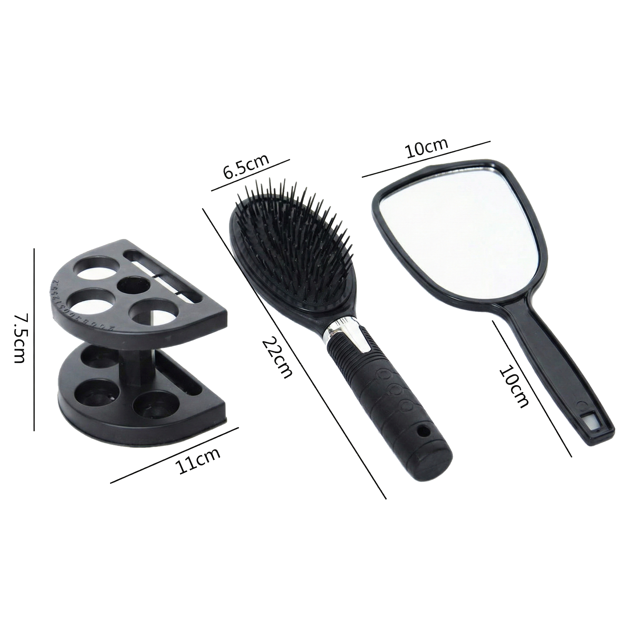 Set De Cepillos Para Cabello Rebe D'Coco 4 Piezas – Con Espejo Rectangular y Base Organizadora