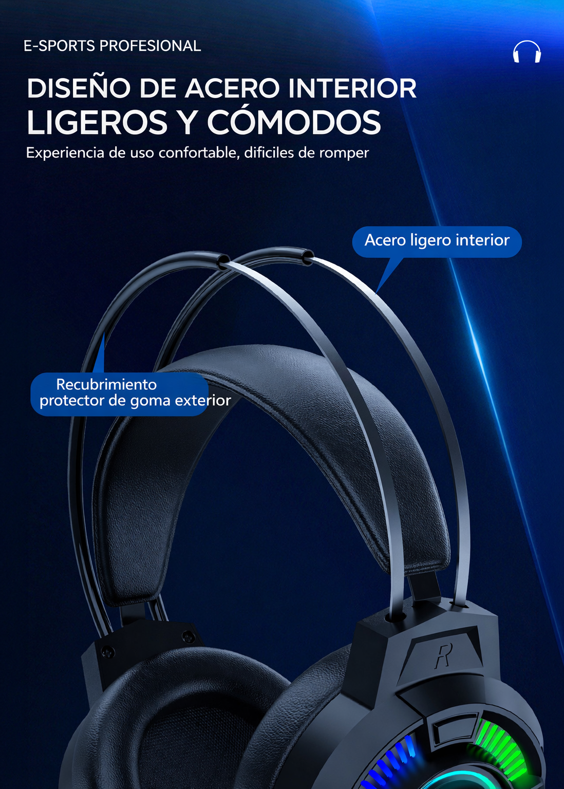 Auriculares para juegos RGB luminosos - Inalámbricos con luces LED