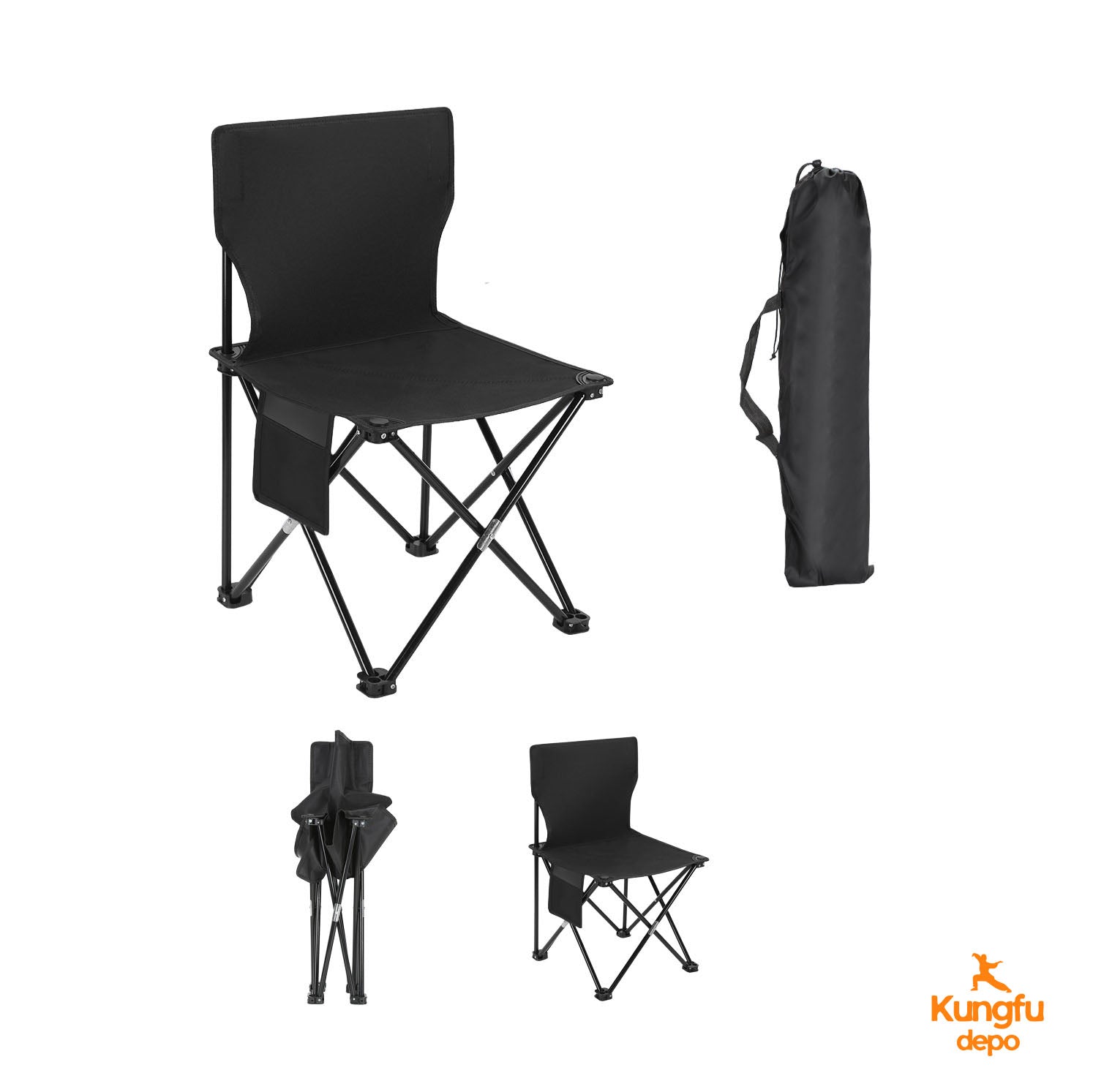 Silla plegable portátil para camping Barry con bolsa de transporte - Juego de 2 piezas
