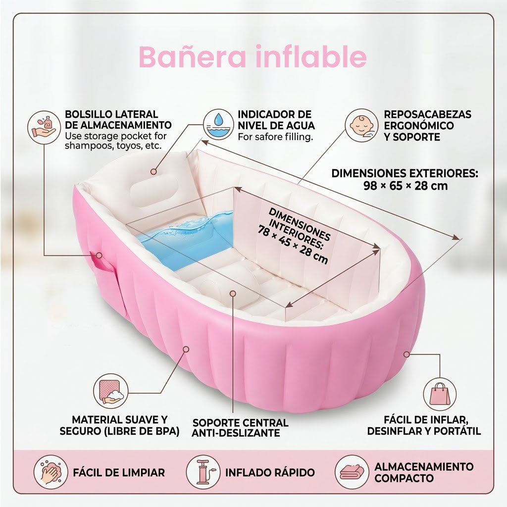 Bañera inflable para bebé, bañera portátil
