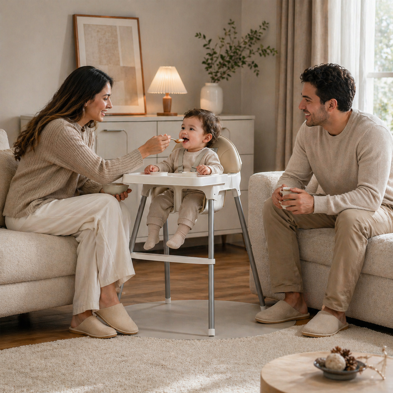 DuoGrow Comfort trona convertible 2 en 1  con cojín de piel sintética.