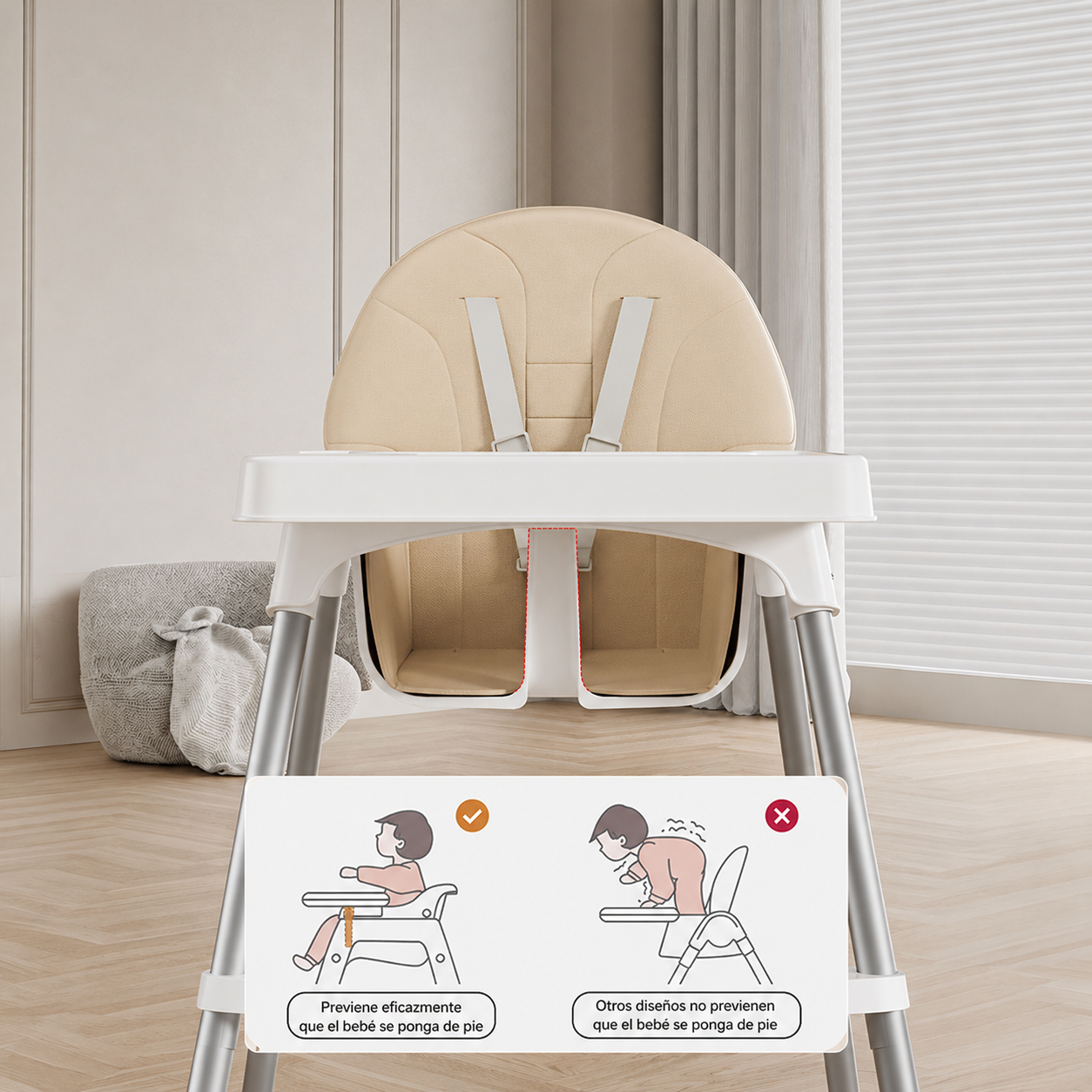 DuoGrow Comfort trona convertible 2 en 1  con cojín de piel sintética.