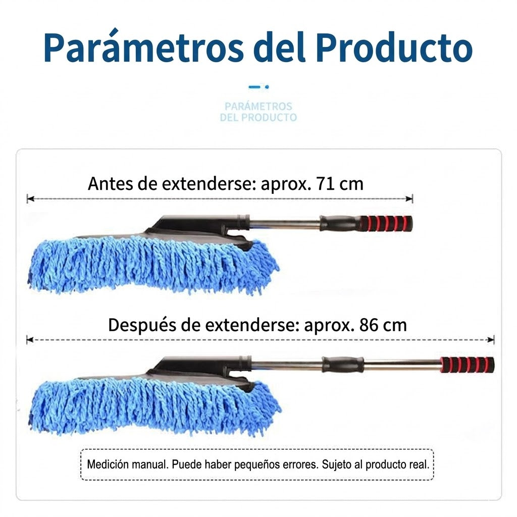Cepillo telescópico de microfibra para quitar el polvo del coche