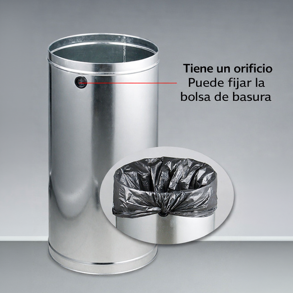 Papelera Estilo Bala con Tapa Domo – Blanca | Cuerpo Acero con Pintura Electroestática, Contenedor Interior Extraíble, Aro Base Inoxidable | 25 L o 30 L