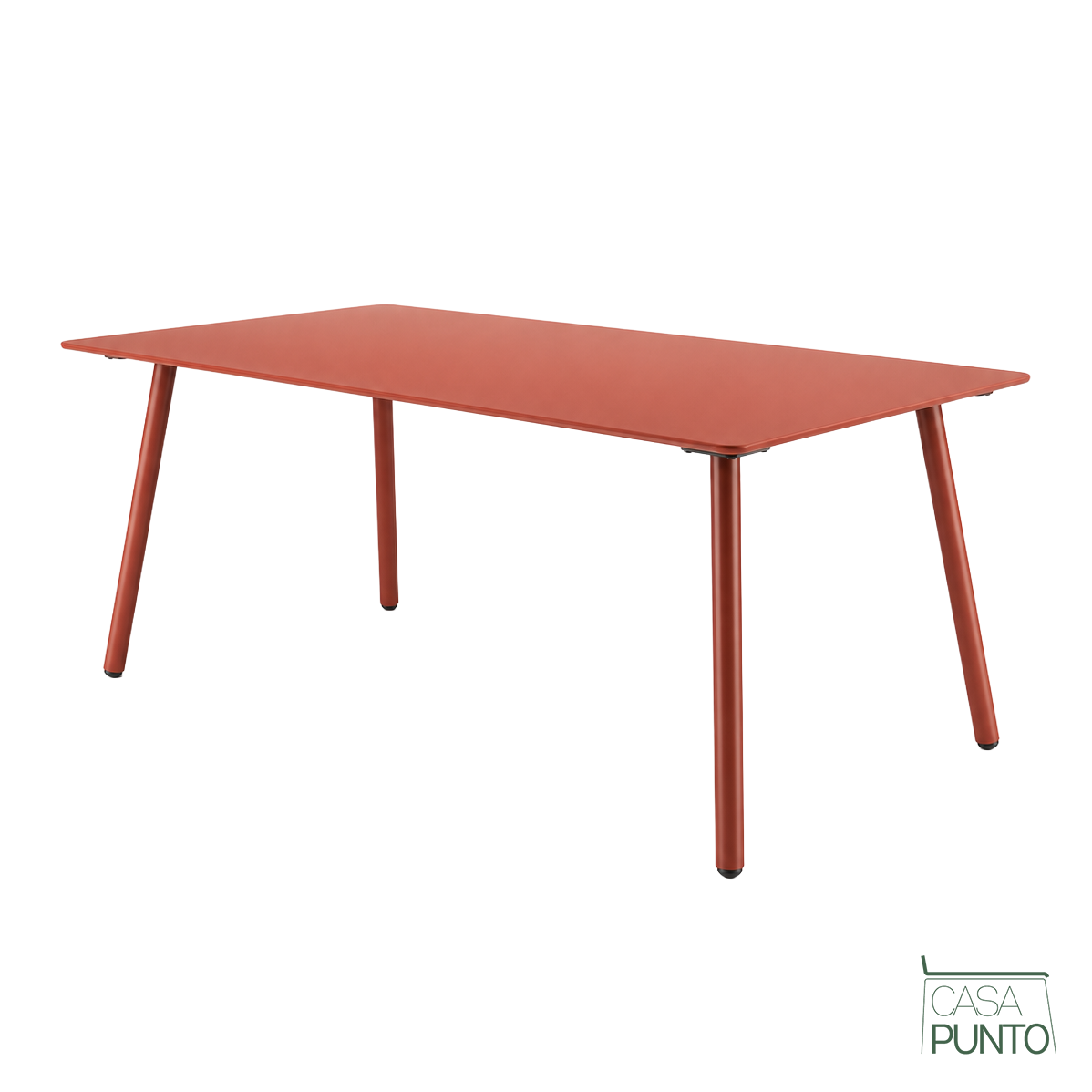 Mesa De Comedor Para Exterior Sherry – Acero, 160x70x74 cm, Color Rojo Terracota