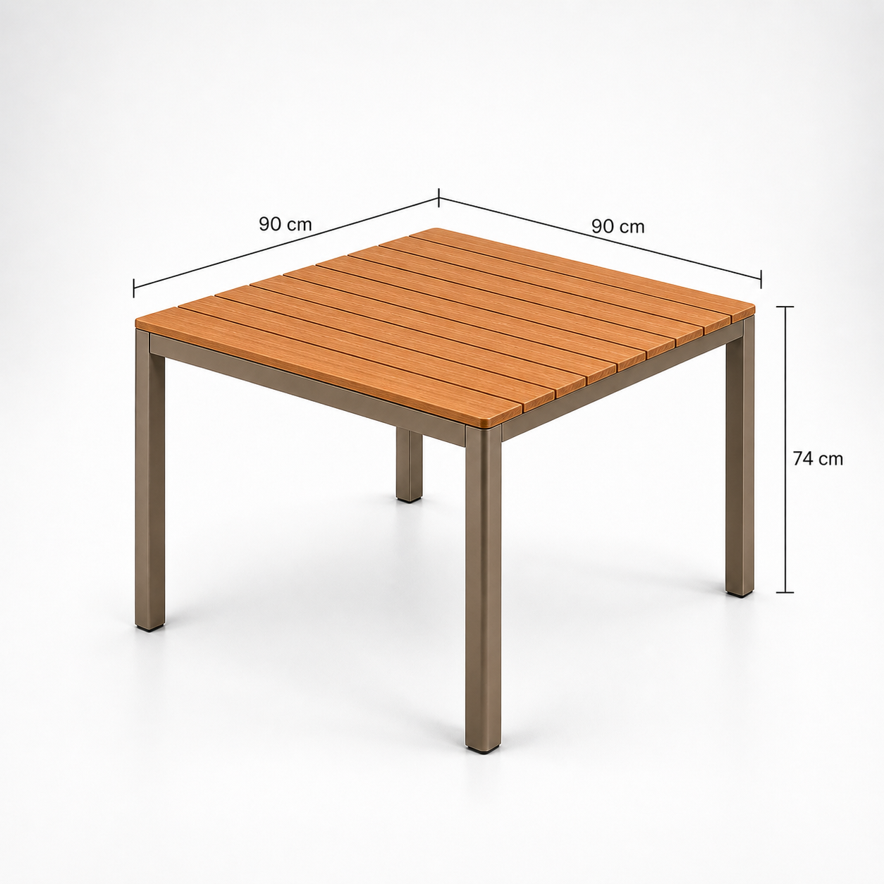 Conjunto de Comedor Exterior Roni | Mesa Cuadrada 90 cm + 4 Sillas | Aluminio y Textilene