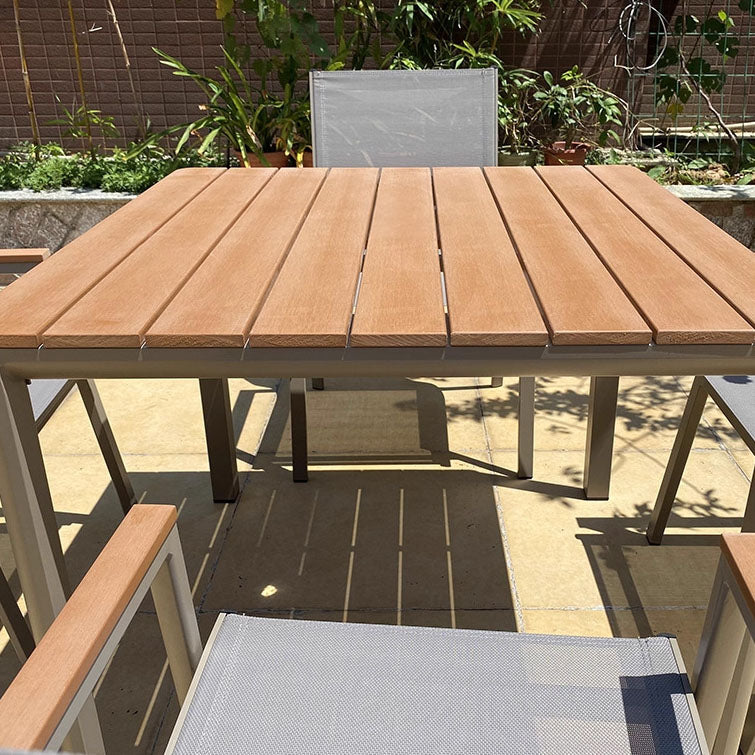 Conjunto de Comedor Exterior Roni | Mesa Cuadrada 90 cm + 4 Sillas | Aluminio y Textilene