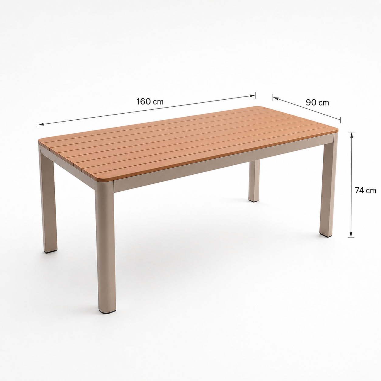 Conjunto de exterior Ronee con mesa rectangular y 6 sillas.