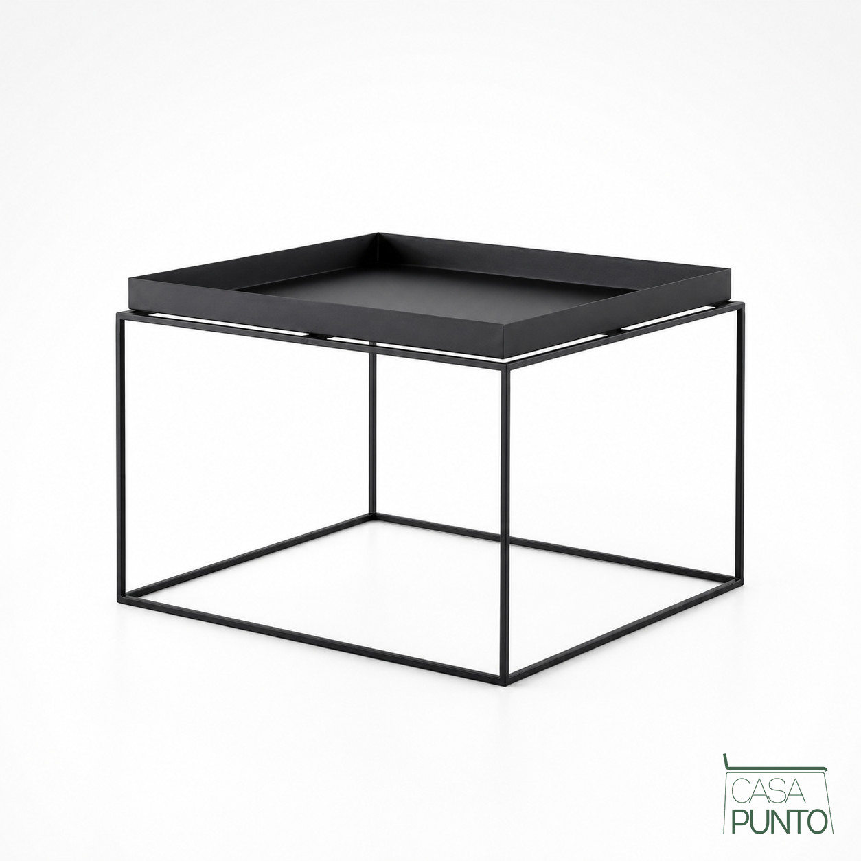 Mesa Auxiliar Skinka con Bandeja | Estructura Metálica Negra | Mesa Alta y Mesa Baja