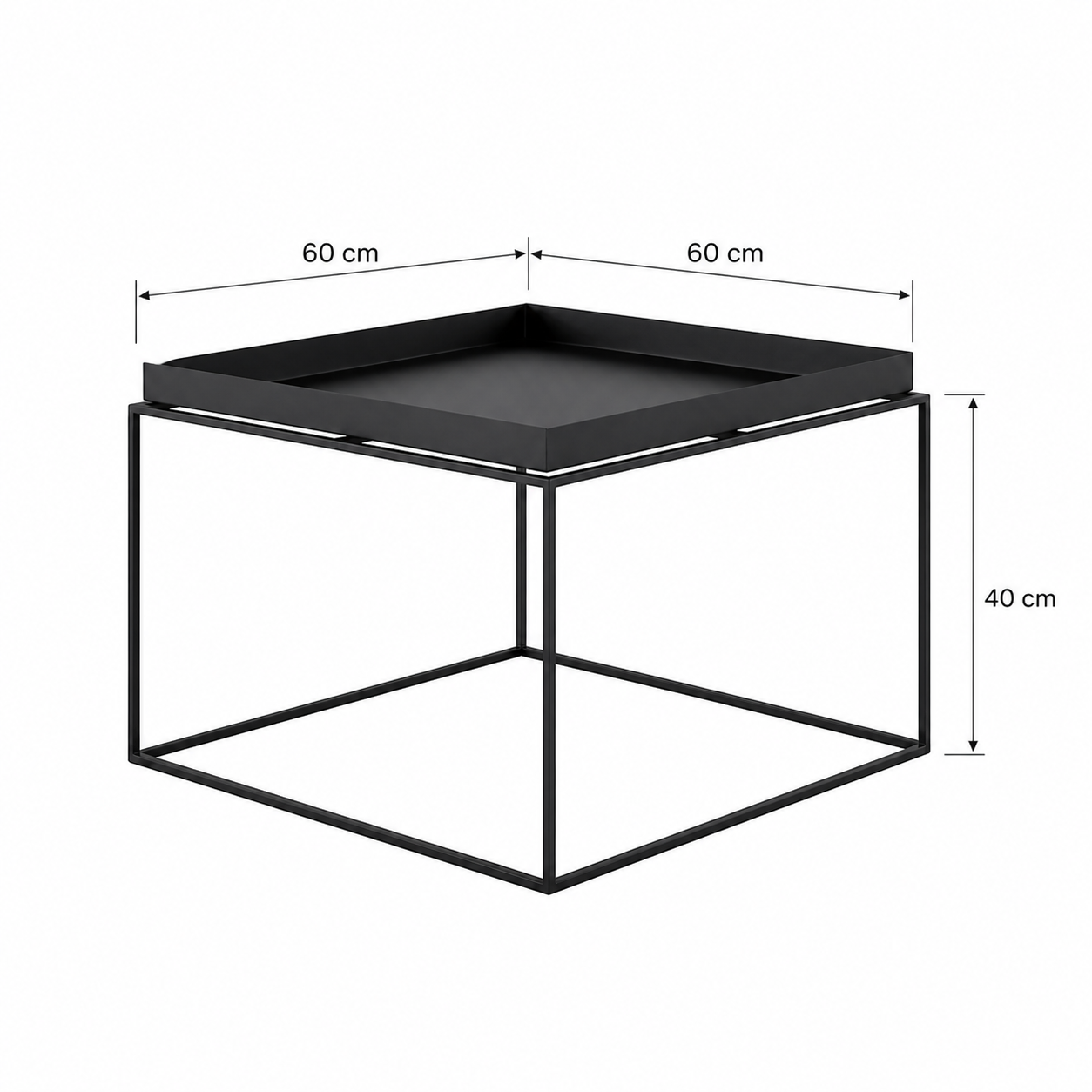 Mesa Auxiliar Skinka con Bandeja | Estructura Metálica Negra | Mesa Alta y Mesa Baja