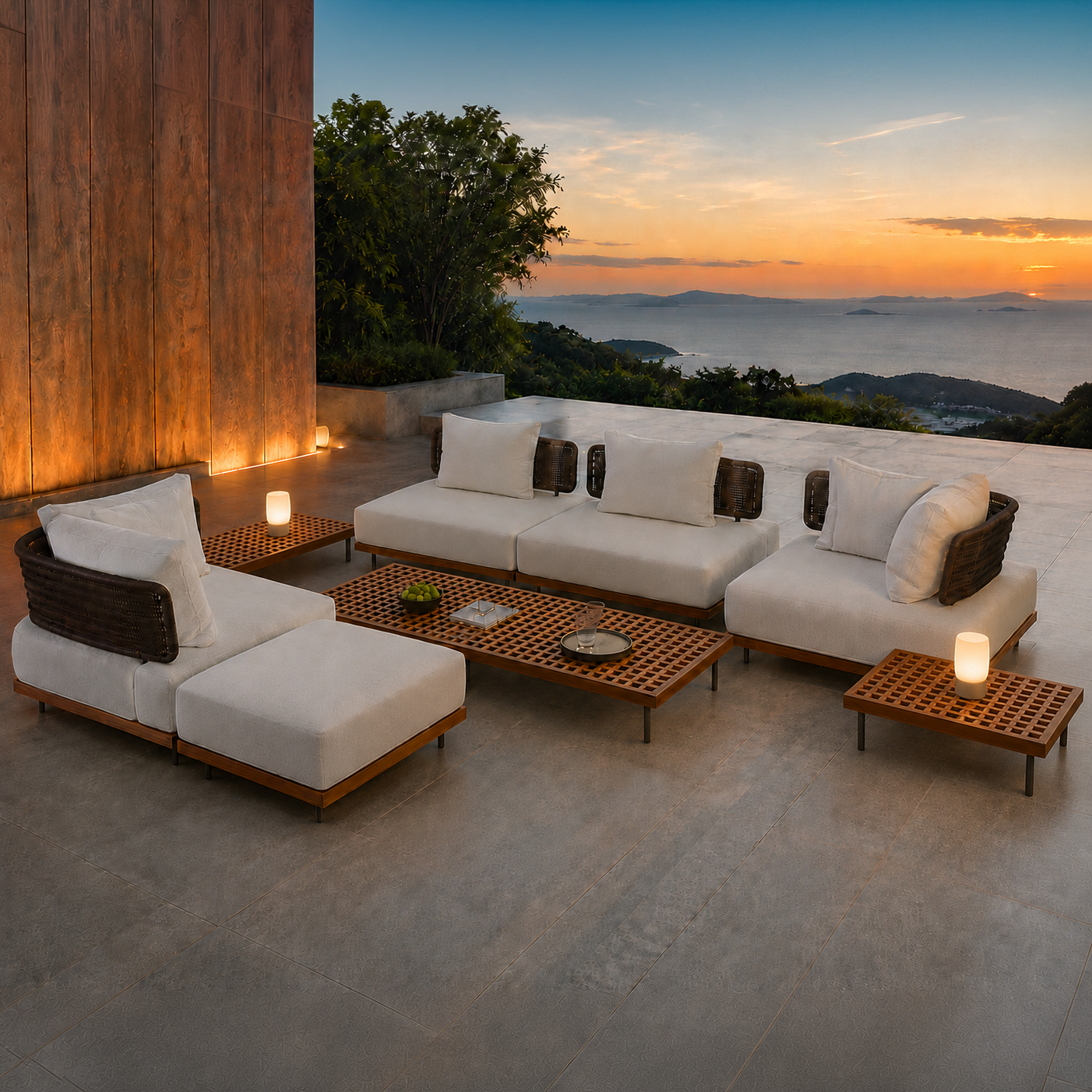 Conjunto de sofás y mesas de exterior Relly - Conjunto de 8 piezas para exteriores