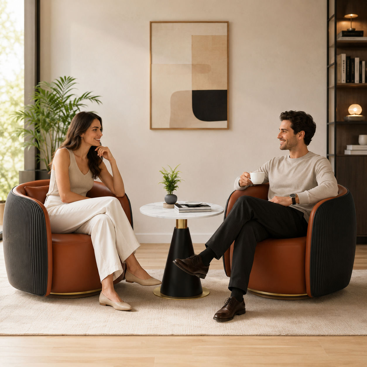 Conjunto Julio Modern - Sillas tapizadas con mesa de centro