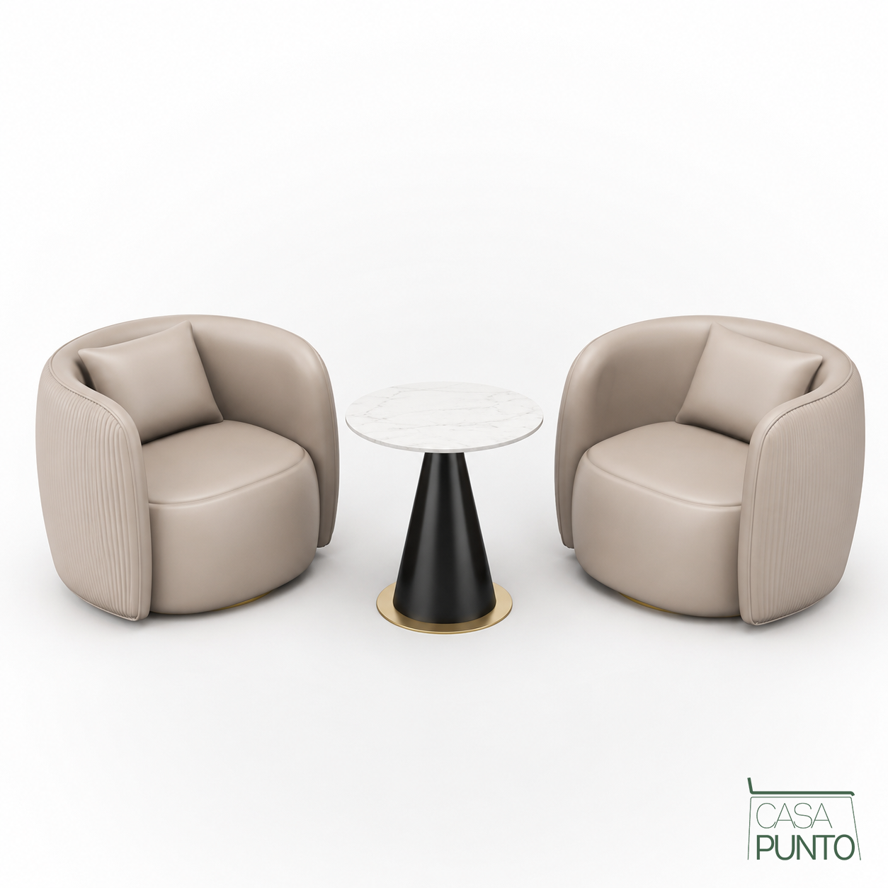 Conjunto Julio Modern - Sillas tapizadas con mesa de centro
