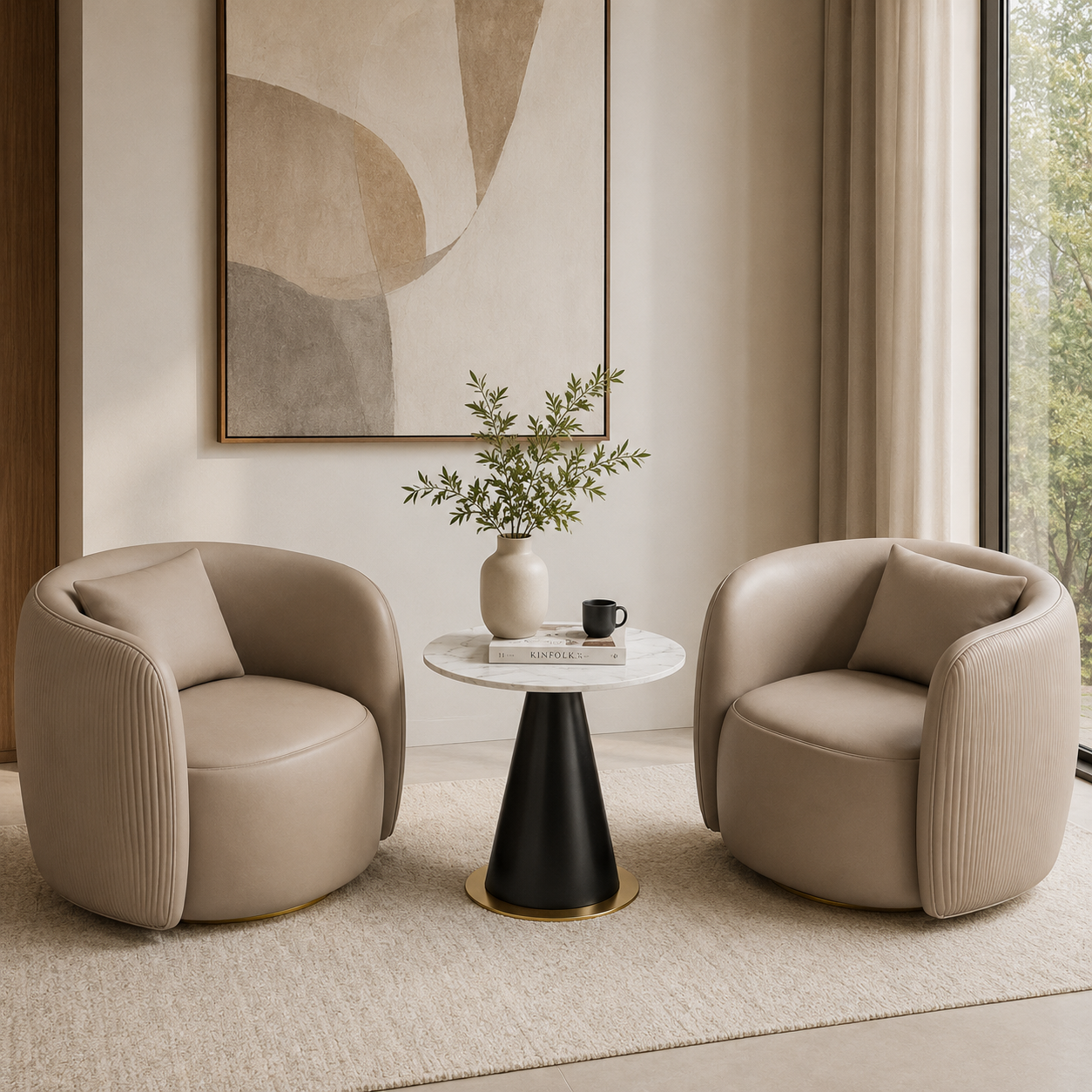Conjunto Julio Modern - Sillas tapizadas con mesa de centro