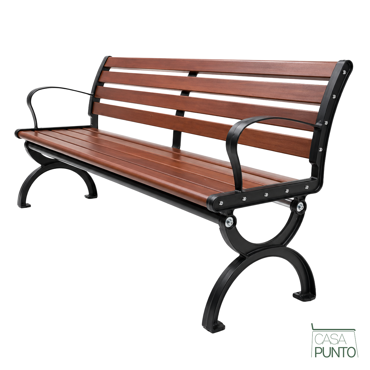 Banco de Jardín Estilo Parque Chuy | Tablillas de Madera + Estructura Metálica | 1.2 m y 1.5 m