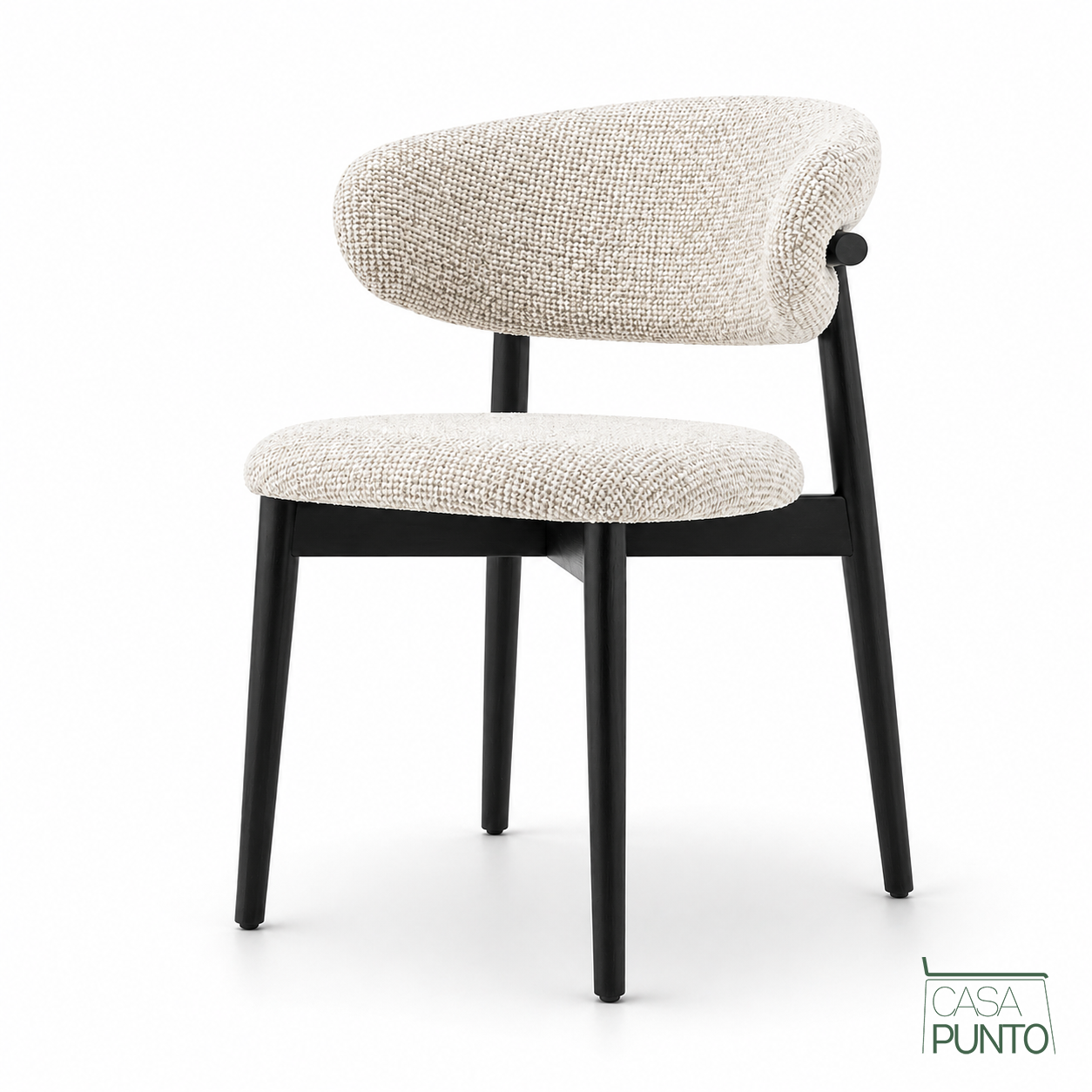 Silla de Comedor Celine | Asiento y Respaldo Redondeados | Tela Texturizada | Estructura de Acero