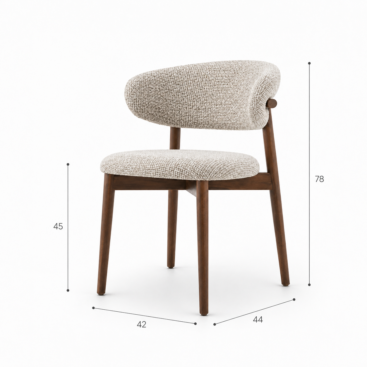 Silla de Comedor Celine | Asiento y Respaldo Redondeados | Tela Texturizada | Estructura de Acero