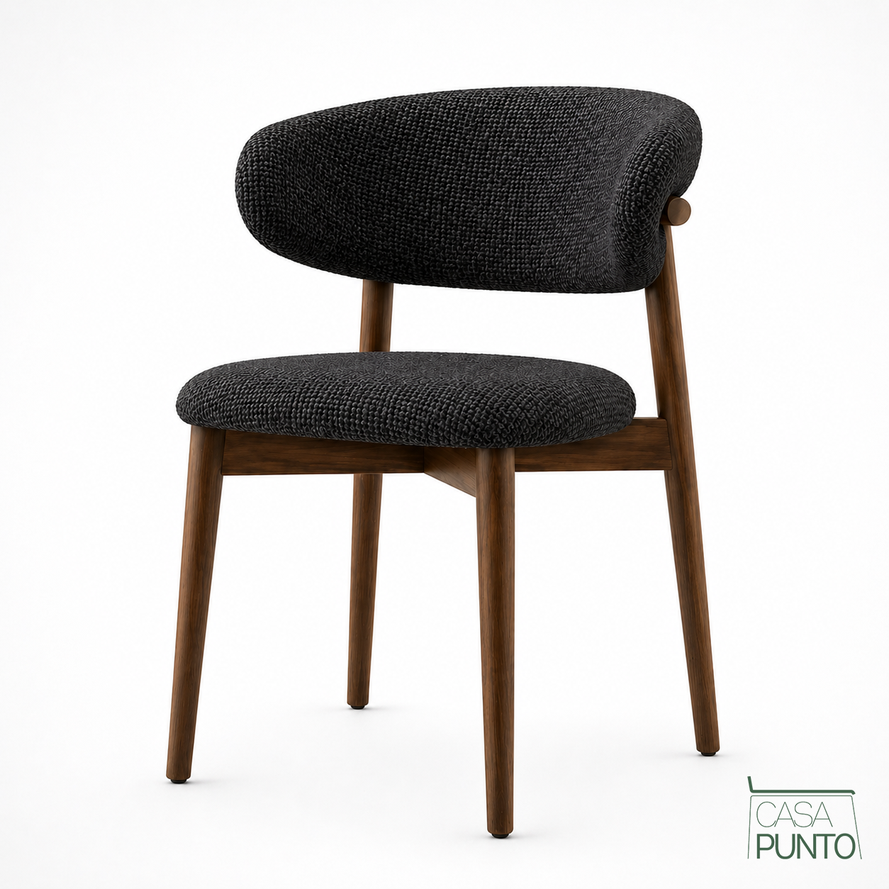 Silla de Comedor Celine | Asiento y Respaldo Redondeados | Tela Texturizada | Estructura de Acero