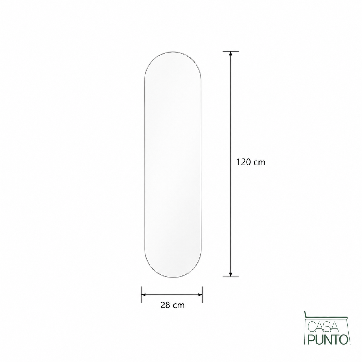 Espejo de Pared Silvia - Forma Ovalada Cápsula Marco Delgado 3 Tamaños Para Colgar