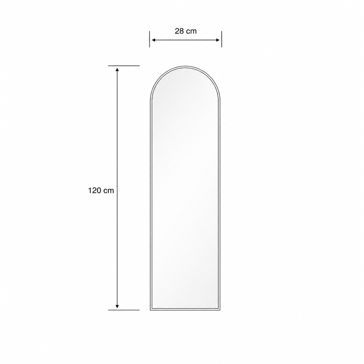 Espejo de Pared Angus - Forma de Arco Marco Delgado 3 Tamaños Para Colgar