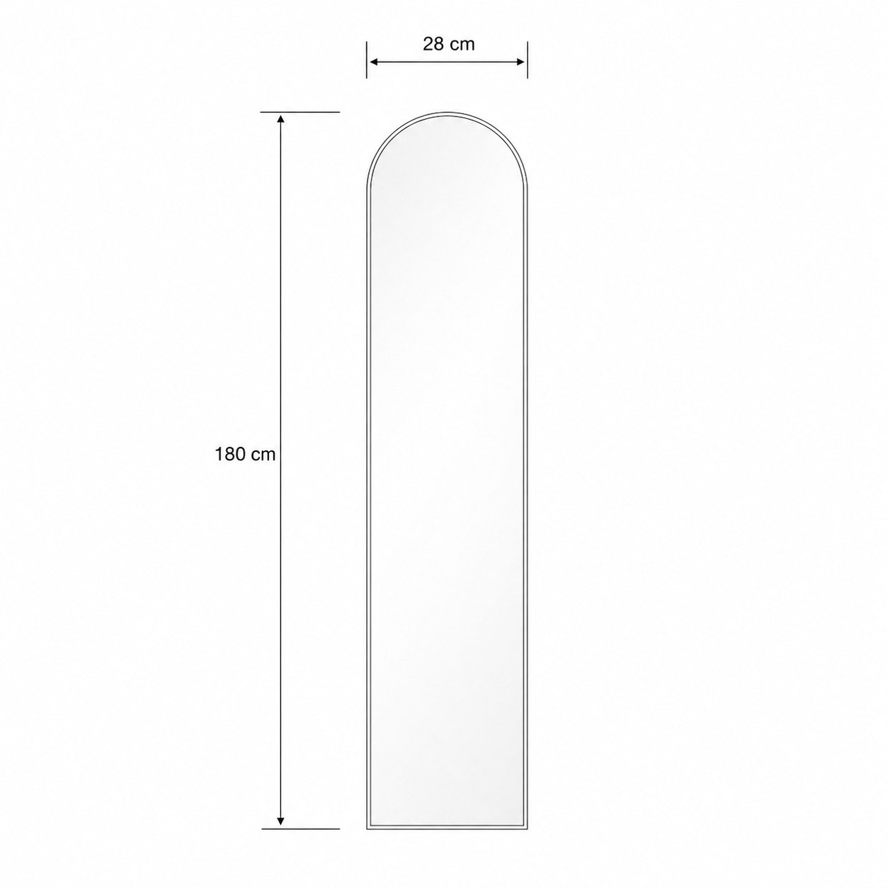 Espejo de Pared Angus - Forma de Arco Marco Delgado 3 Tamaños Para Colgar