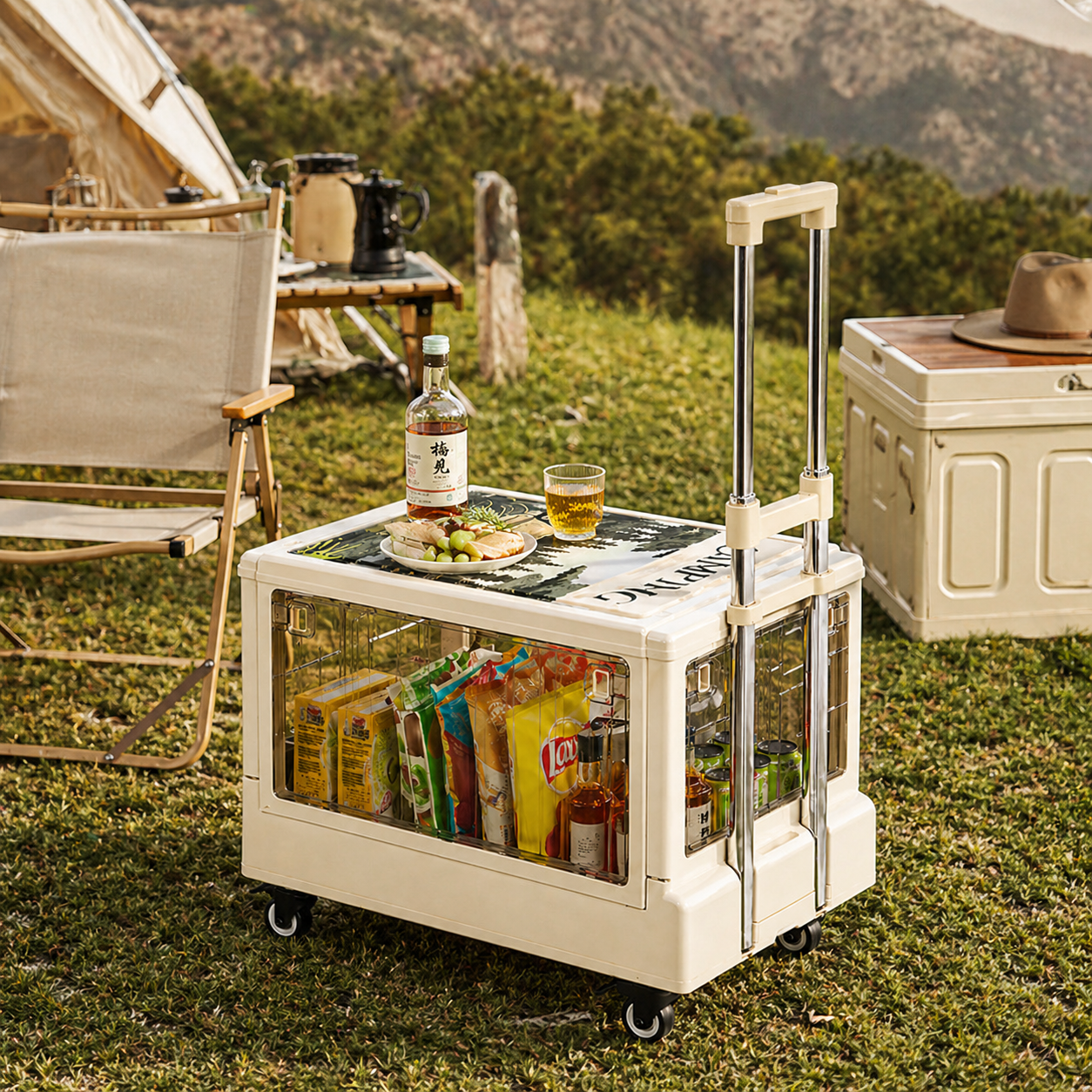 Carro Utilitario Plegable Nomad Pro 3 en 1 | Caja + Carrito + Mesa | Ruedas y Manija Telescópica