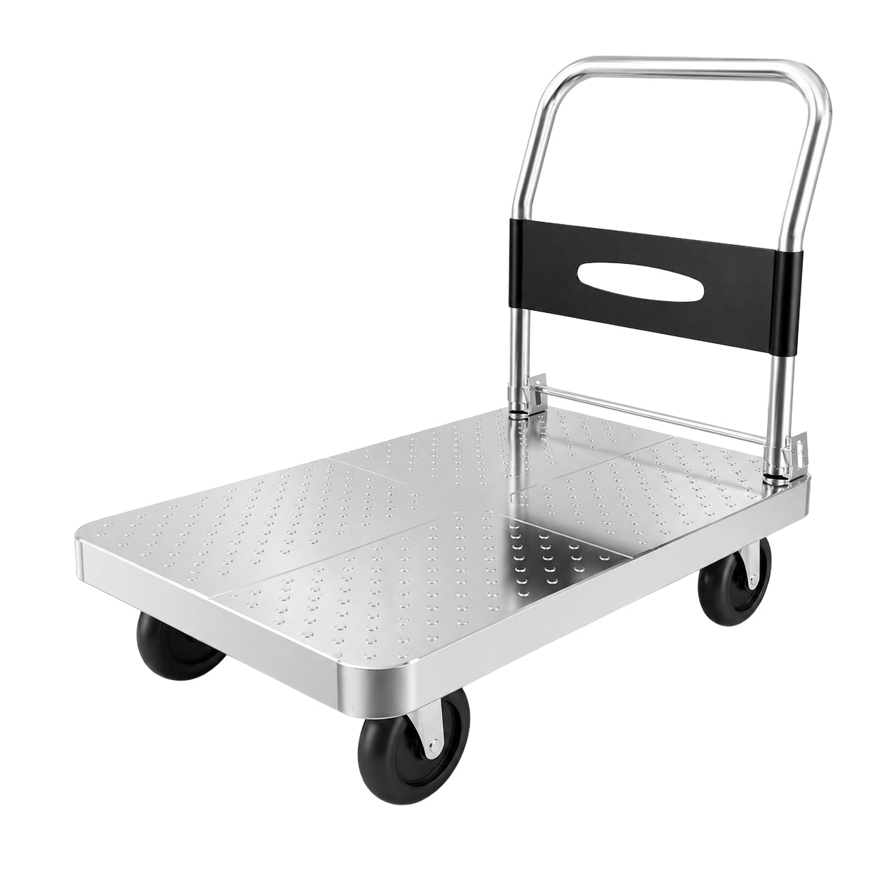 Carro De Plataforma Plana Modelo 300 – Acero, Manija Plegable, 4 Ruedas, 60x40 cm