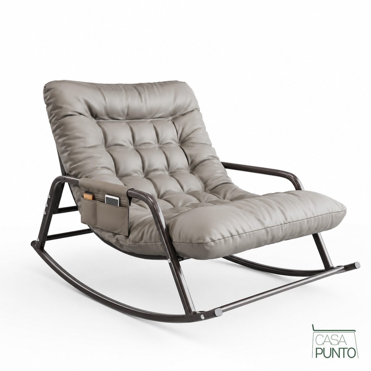 Sillón Mecedor Trevor - Cojín Tufted Tamaño Doble Bolsa Lateral
