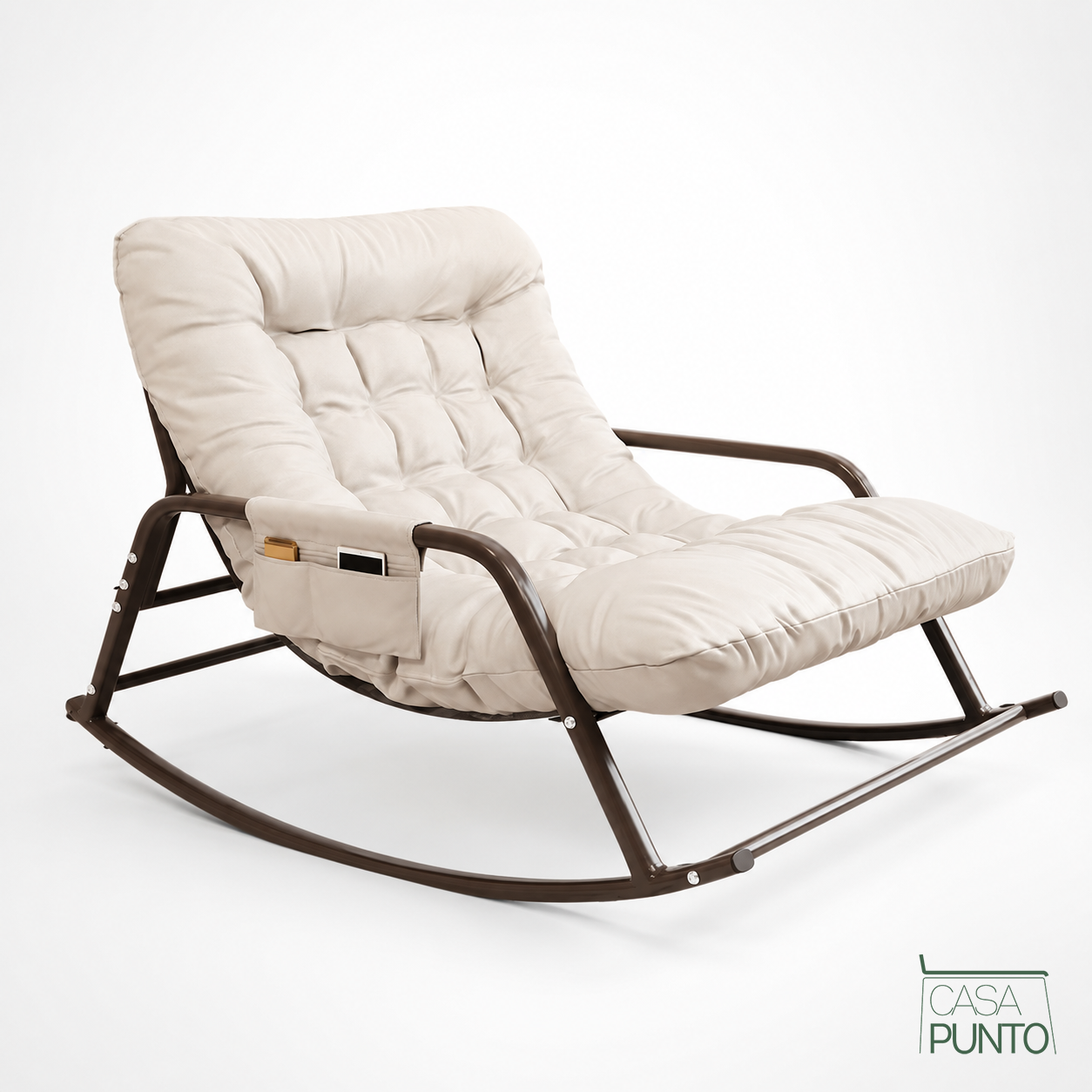Sillón Mecedor Trevor - Cojín Tufted Tamaño Doble Bolsa Lateral