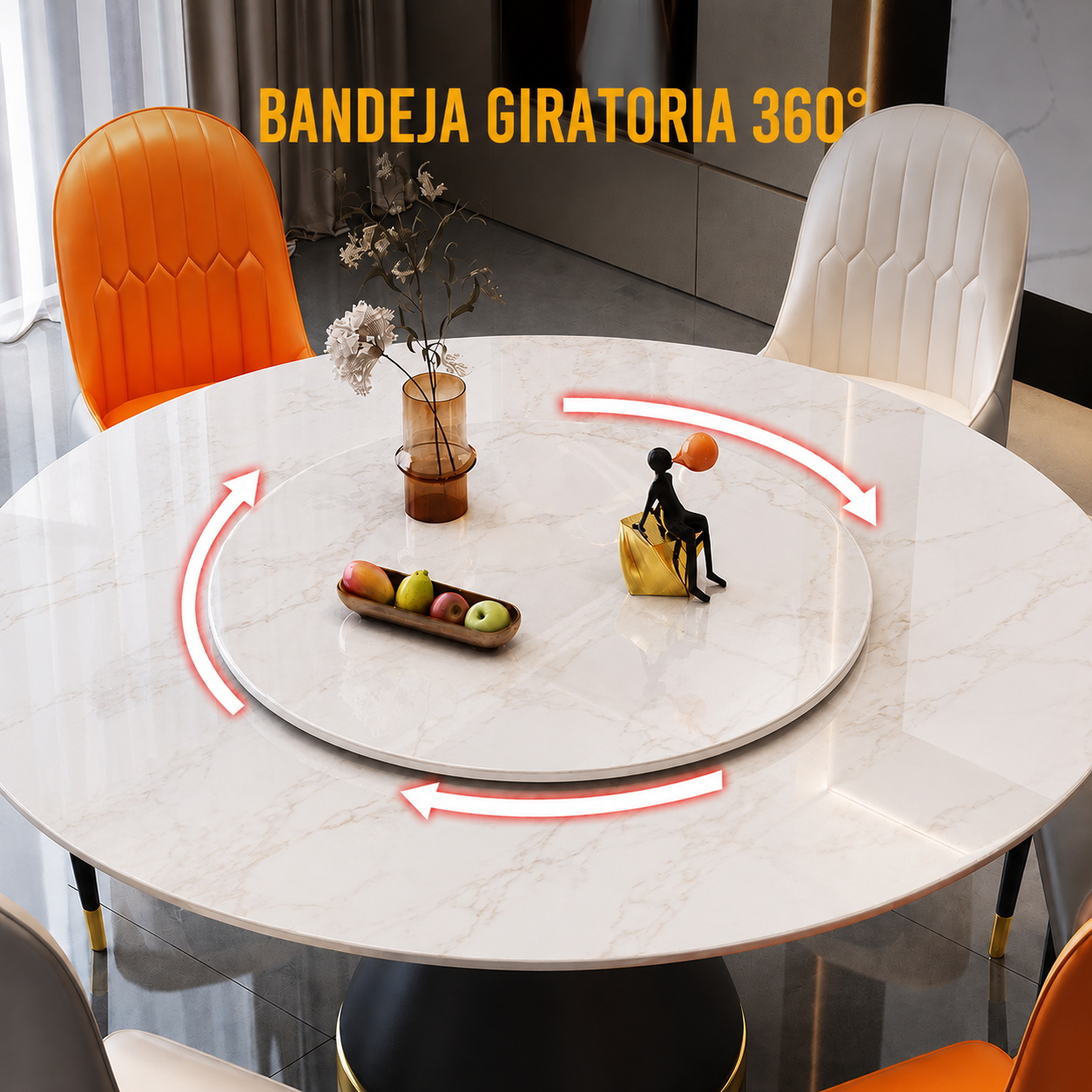 Conjunto Mafer: 1 mesa redonda y 6 sillas (sin código de barras)