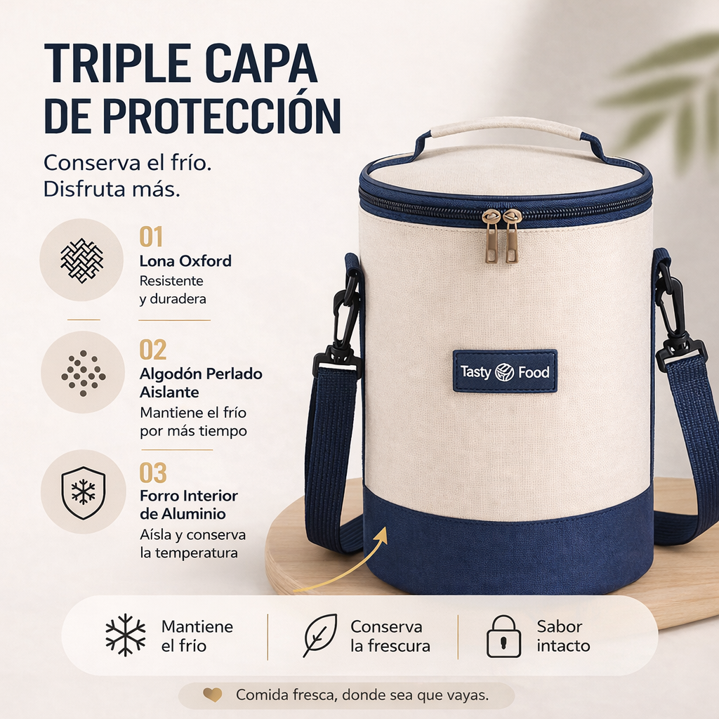 Bolsa térmica portátil tipo cubo – Aislada con correa para el hombro