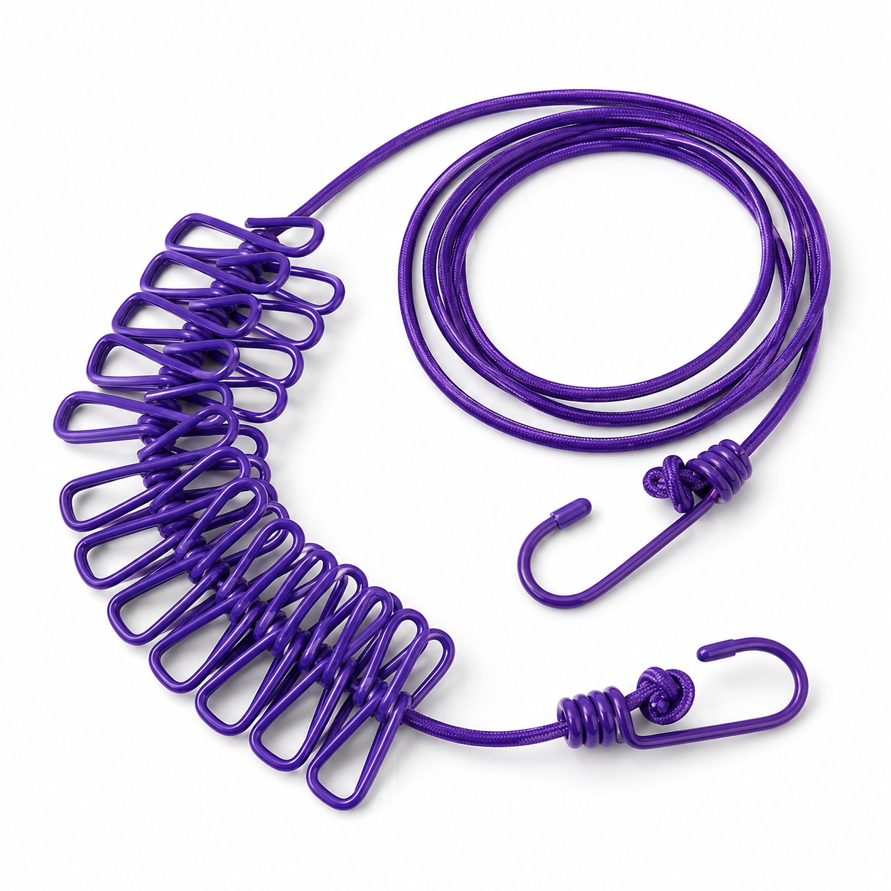 Tendedero portátil elástico con 12 pinzas Maitena — ganchos incluidos, ideal para viajes.